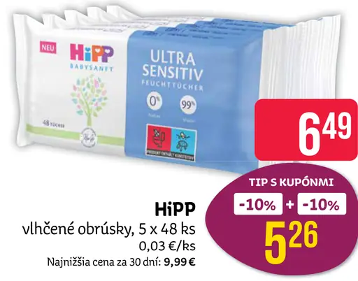 HiPP vlhčené obrúsky Ultra Sensitive