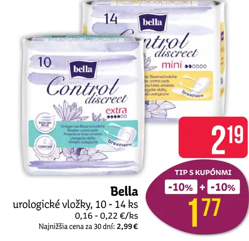 Bella Control Discreet Extra urologické vložky