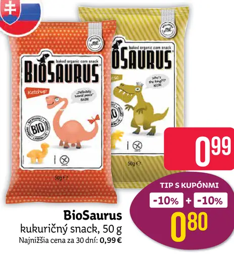 BioSaurus kukuričný snack