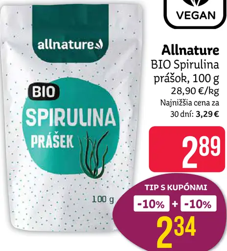 Allnature BIO Spirulina prášok