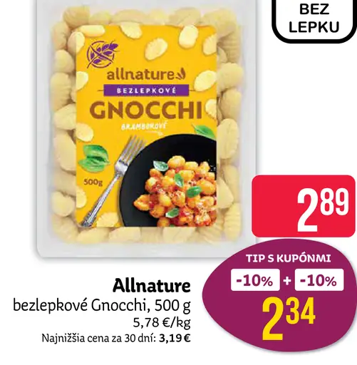 Allnature bezlepkové Gnocchi