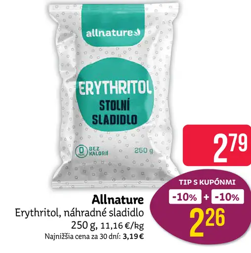 Allnature Erythritol, stolní sladidlo