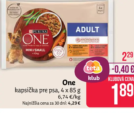 Purina One mini adult kapsičky pre psy
