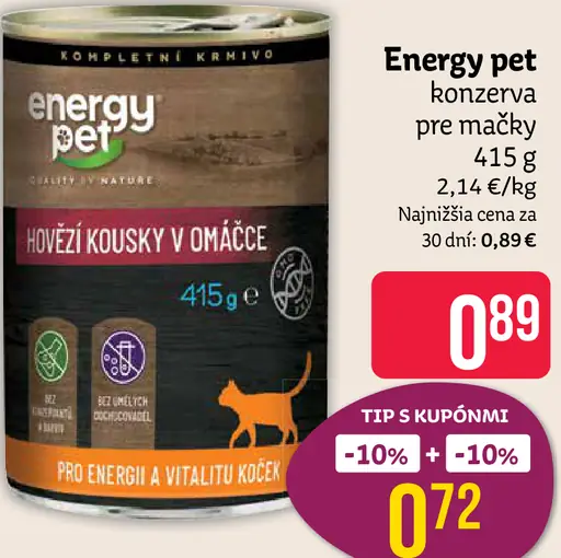 Energy pet hovädzie kúsky v omáčke pre mačky