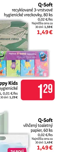 Q-Soft recyklované hygienické vreckovky 3-vrstvové