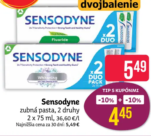 Sensodyne Extra Whitening zubná pasta s fluoridom