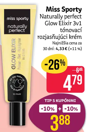 Miss Sporty Naturally Perfect Glow Elixir 3v1 tónovací rozjasňujúci krém