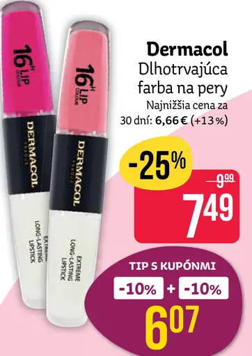 Dermacol 16H dlhodržujúca farba na pery