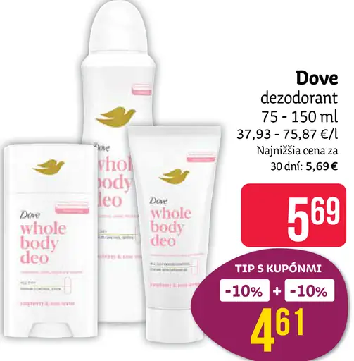 Dove deodorant vybrané druhy