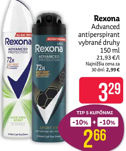 Rexona Advanced antiperspirant vybrané druhy