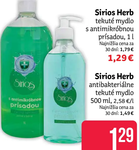 Sirios Herb antibakteriálne tekuté mydlo s pumpičkou