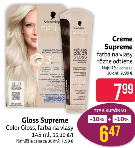 Schwarzkopf Gliss Supreme farba na vlasy, rôzne odtiene