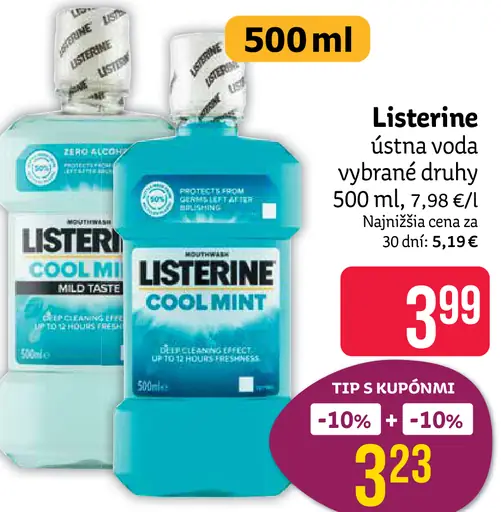 Listerine ústna voda vybrané druhy