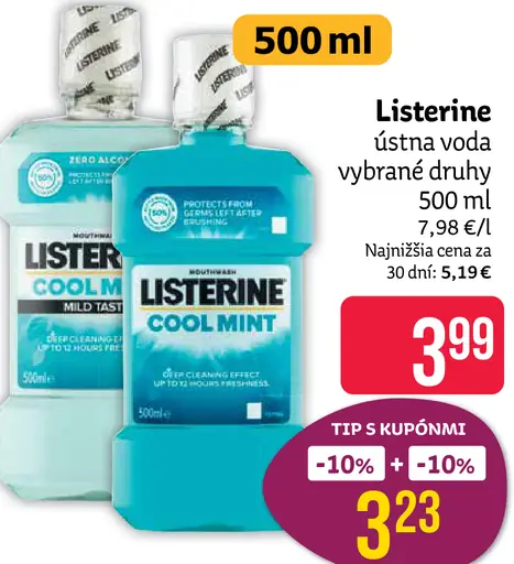 Listerine ústna voda vybrané druhy