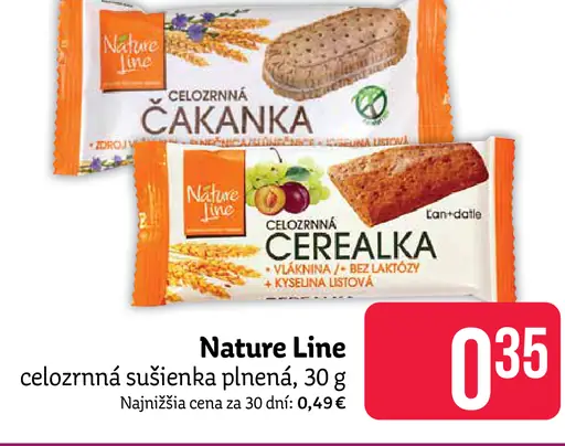Nature Line čakanka, celozrnná sušienka plnená