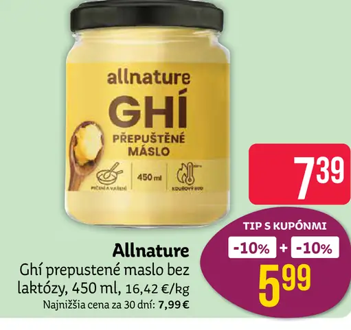 Allnature GHI maslo čisté bez laktózy