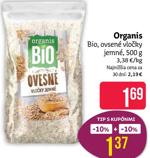 Organis Bio ovsené vločky jemné