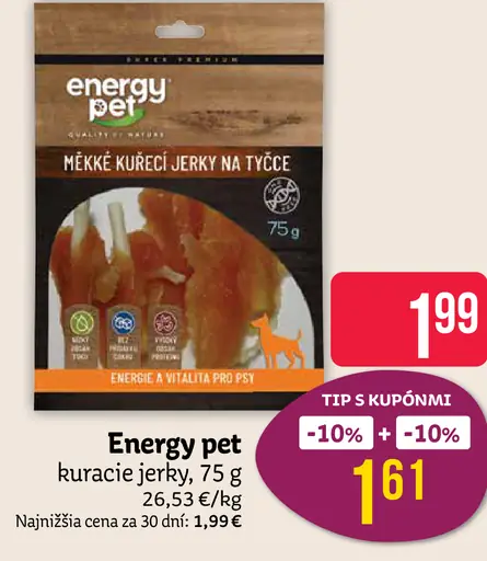 Energy Pet mäkké kuracie jerky na tyče pre psov