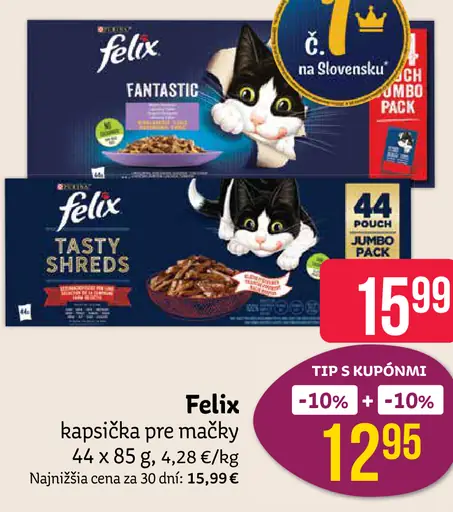 Felix kapsičky pre mačky Fantastic a Tasty Shreds