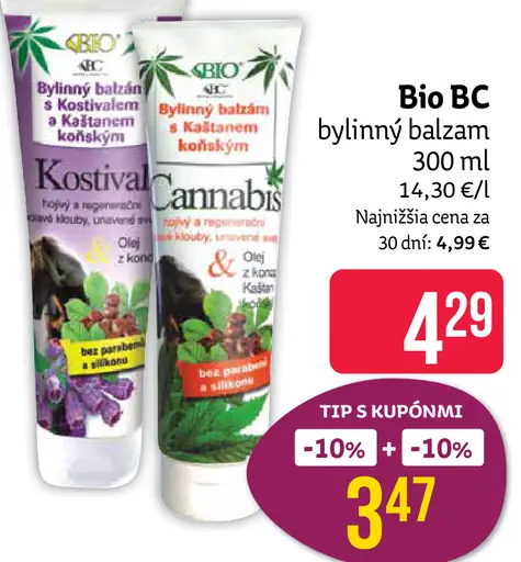 Bio BC bylinný balzam s kostihojom a konope