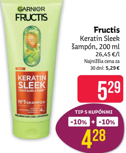 Garnier Fructis Keratin Sleek šampón