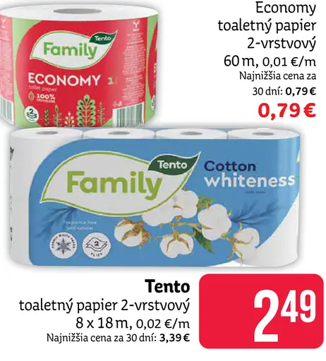 Tento Economy toaletný papier 2 vrstvový 1 kotúč