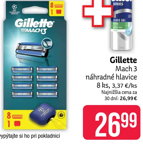 Gillette Mach3 náhradné holiace hlavice s gélom na holenie