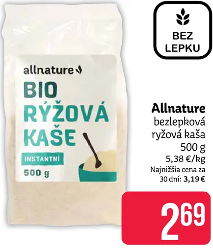 Allnature BIO ryžová kaša