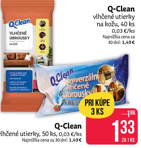 Q-Clean vlhčené utierky na kožu