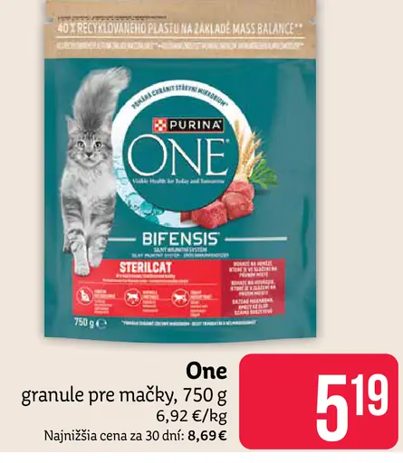 Purina ONE Bifensis Sterilised granule pre mačky losos