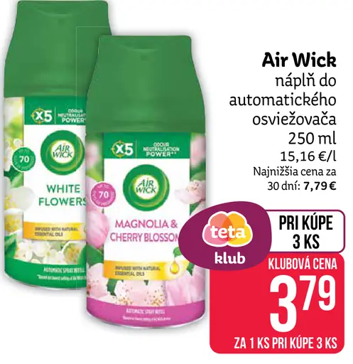 Air Wick náplň do automatického osviežovača – White Flowers, Magnolia & Cherry Blossom
