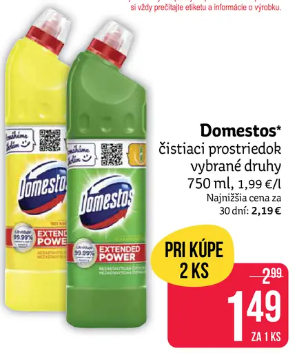 Domestos čistiaci prostriedok vybrané druhy