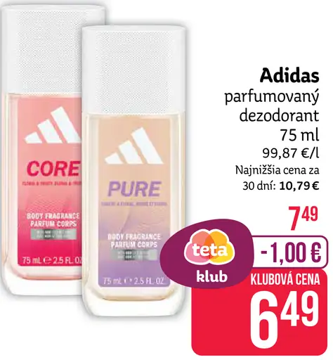 Adidas Core a Pure parfumovaný dezodorant