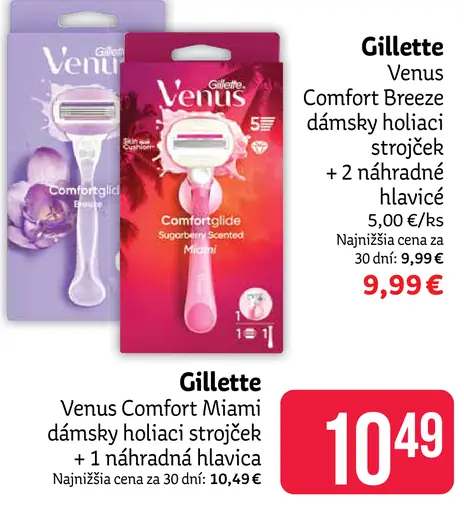 Gillette Venus Comfort Breez dámsky holiaci strojček s náhradnými hlavicami