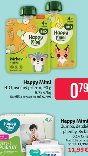 Happy Mimi BIO ovocný príkrm, mrkva a jablko