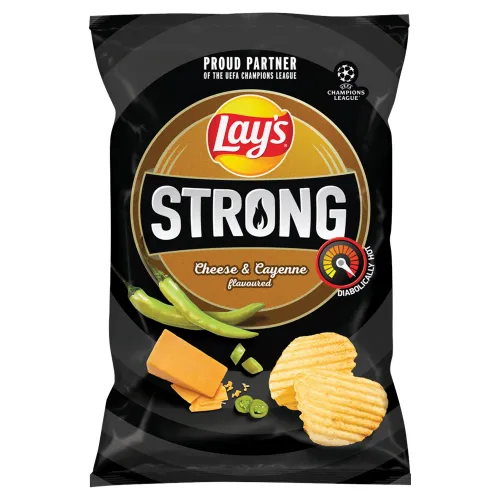 Lay's Strong Vyprážané zemiakové lupienky s príchuťou syra a pikantných papričiek