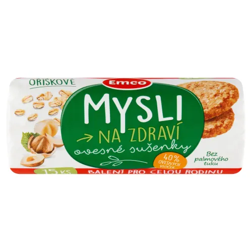 Emco Mysli na Zdraví Ovsené sušienky s lieskovými orechami
