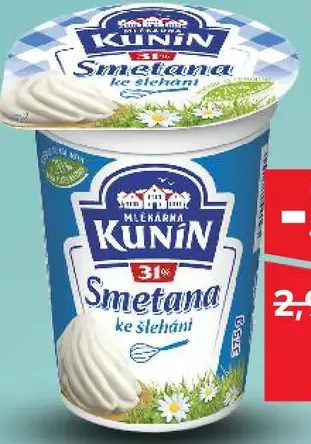 KUNÍN smotana na šľahanie 31 %