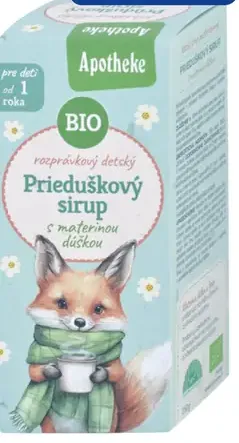 Apotheke BIO detský prieduškový sirup s materinou dúškou výživový doplnok