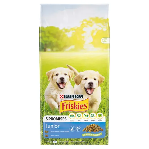 Friskies Junior s kuraťom a zeleninou s mliekom