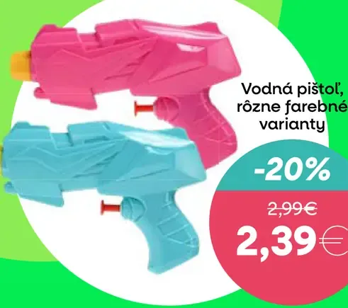 Vodná pištoľ rôzne farebné varianty