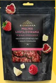 Biedronka Premium maliny lyofilizované v bielej čokoláde