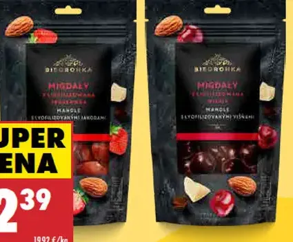 Biedronka Premium mandle v čokoláde s lyofilizovaným práškom rôzne druhy