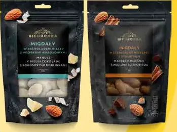 Biedronka Premium mandle v čokoláde kokos alebo škorica