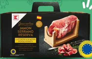 K-Gold Edition sušená šunka 1 kg so stojanom a nožom 1 darčekové balenie