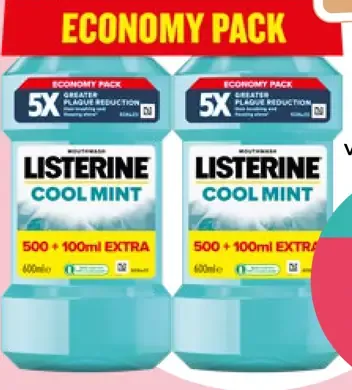 Listerine ústna voda Cool Mint 2×600 ml vybrané druhy