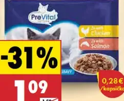 PreVital krmivo pre mačky kapsičky v omáčke kuracie/lososové