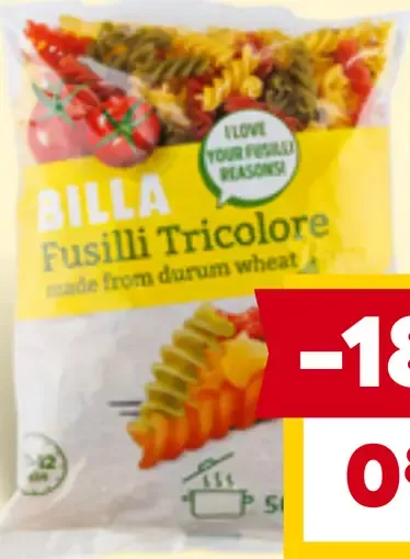 BILLA Fusilli Tricolore cestoviny