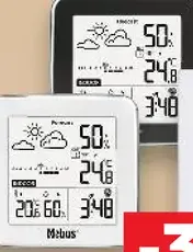 Mebus Meteostanica s vnútorným a vonkajším teplomerom a budíkom
