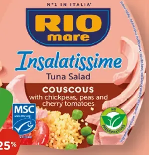 Rio Mare Insalatissime tuniakový šalát couscous s cícerom, hráškom a cherry paradajkami